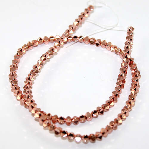 3mm x 4.5mm 4 Point Faceted Square Electroplated Hematite Beads - 40cm Strand - Rose Gold