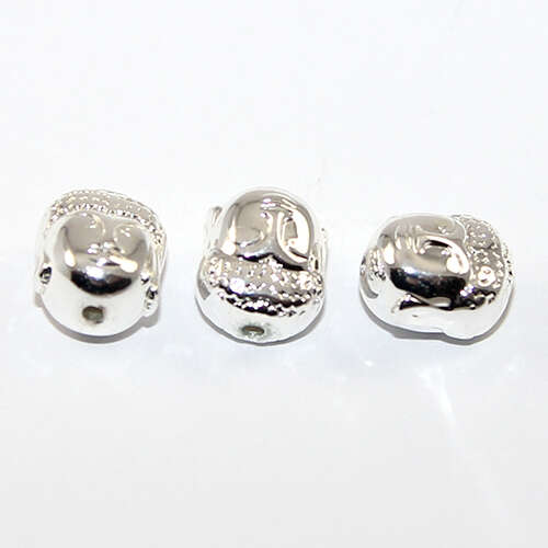 10mm Buddha Head Electroplated Hematite Beads - Silver