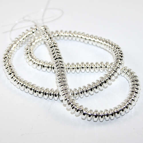 6mm x 3mm Electroplated Abacus Hematite Beads - 38cm Strand - Silver