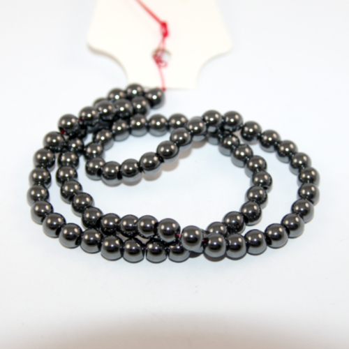 6mm Natural Hematite Round Beads - 40cm Strand