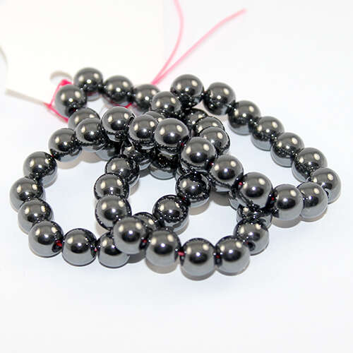 8mm Natural Hematite Round Beads - 40cm Strand