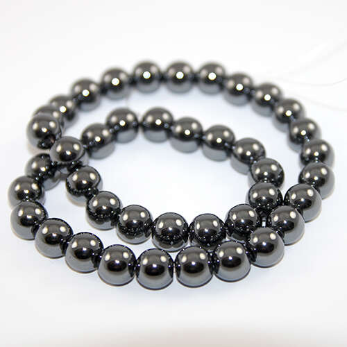 10mm Natural Hematite Round Beads - 40cm Strand