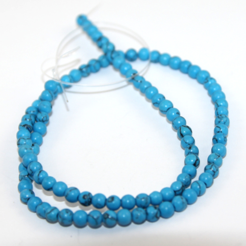 4mm Howlite Round Beads - 37cm Strand - Blue