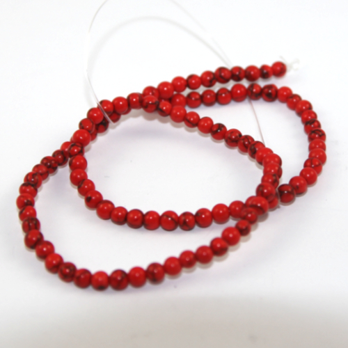 4mm Howlite Round Beads - 37cm Strand - Red