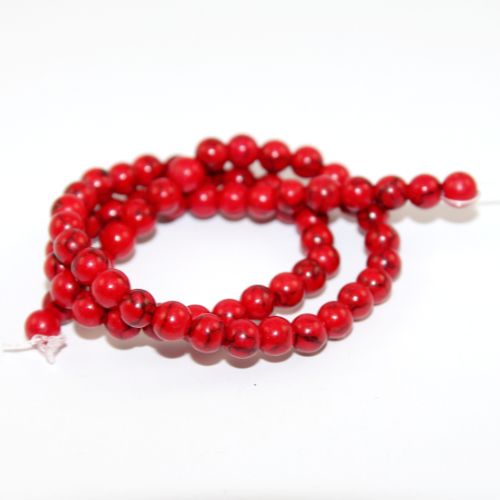 6mm Howlite Round Beads - 37cm Strand - Red