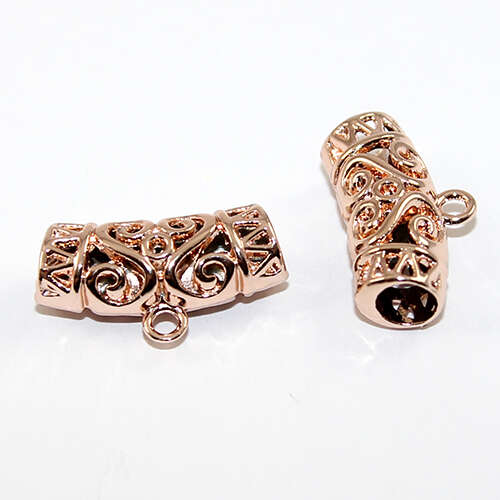 24mm x 13mm Filigree Heart Curved Tube Bail - Rose Gold