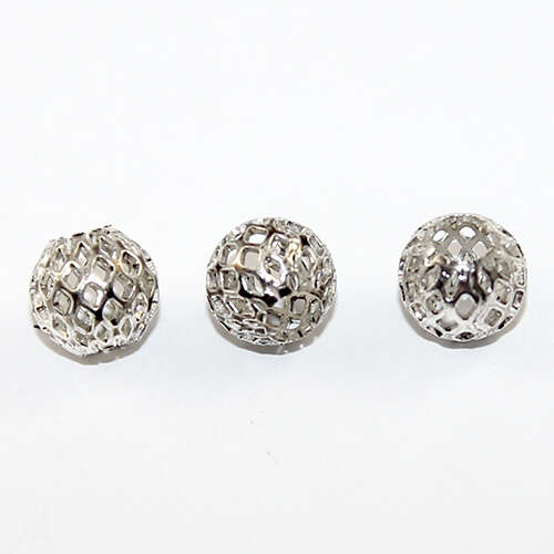 10mm Grid Pattern Cut Out Euro Bead  - Antique Silver