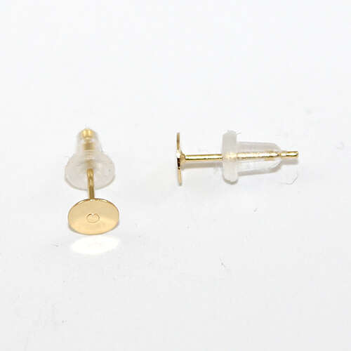5mm Flat Pad Stud Earring - Pair - 304 Stainless Steel - Gold
