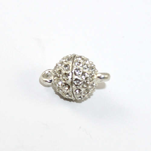 10mm Rhinestone Round Single Strand Magnet - Silver