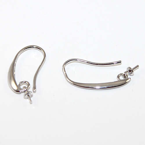 Tapered Ear Hook with glue in setting for half drilled beads - Platinum