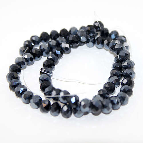 6mm x 8mm Glass Rondelle - 38cm Strand  - Metallic Grey