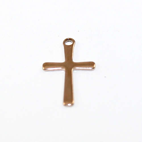 15.5mm Stainless Steel Cross - Rose Gold