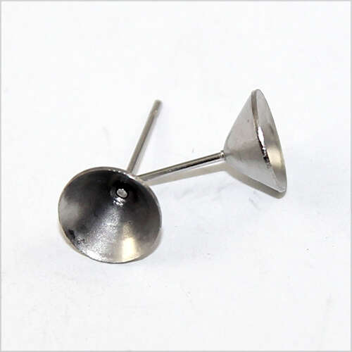 8mm Pointed Back Stud Setting - Pair - Stainless Steel