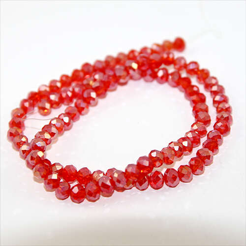 4mm x 6mm Glass Rondelle - 38cm Strand - Red AB