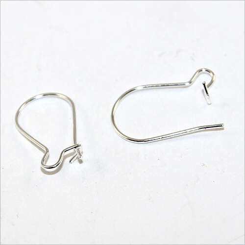 20mm x 10mm Kidney Ear Wire - Pair - Silver