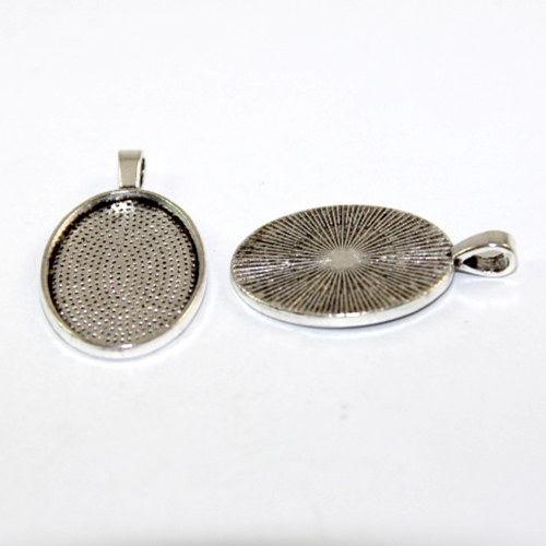 25mm x 18mm Oval Cabochon Setting Pendant - Platinum