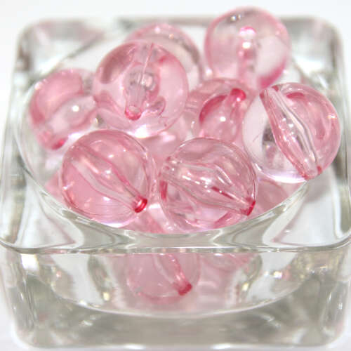 20mm Round Transparent Acrylic Bead - Pink - 8 Piece Bag