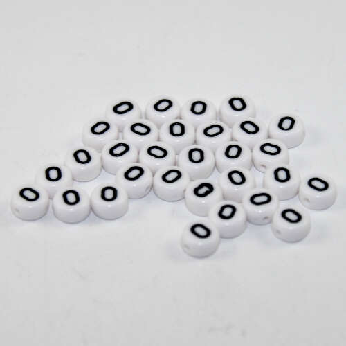 7mm Number 0 Acrylic Flat Round Beads - White