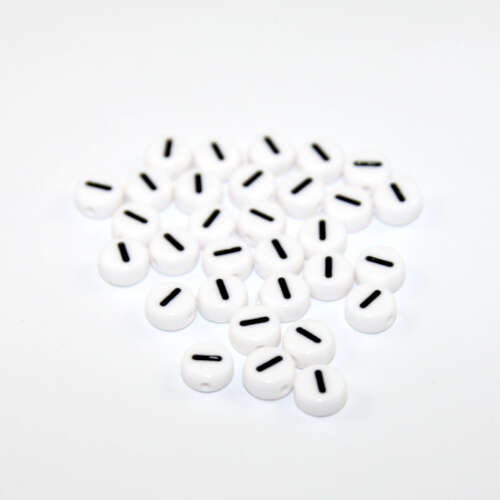 7mm Number 1 Acrylic Flat Round Beads - White