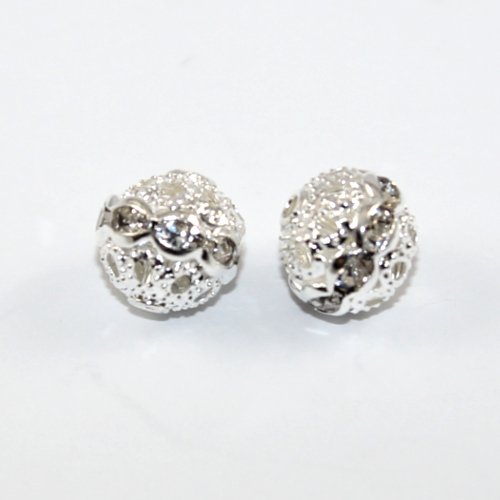 10mm Rhinestone Bead - Crystal & Silver