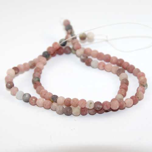 4mm Matte Sesame Jasper & Marble Round Beads - 38cm Strand