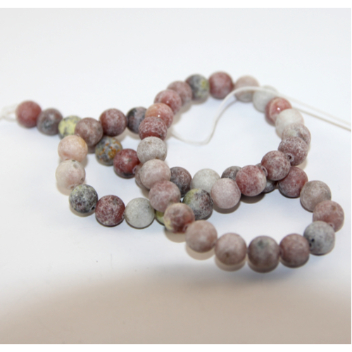 8mm Matte Sesame Jasper & Marble Round Beads - 38cm Strand