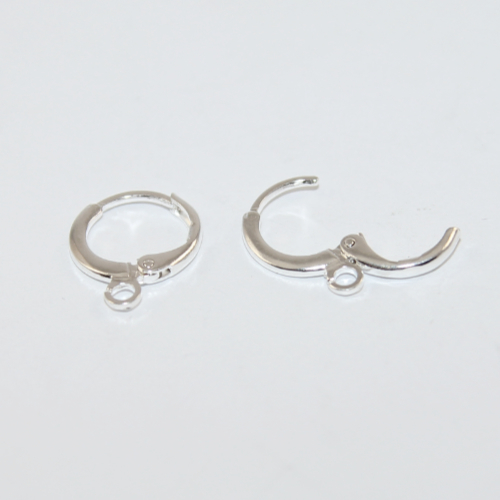 15mm Round Continental Leverback Earring with Loop - Pair - Silver