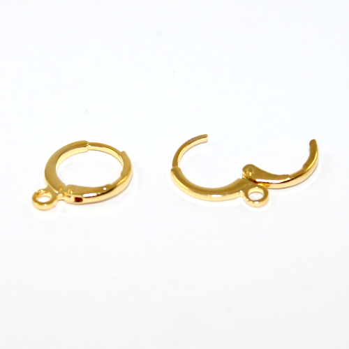 15mm Round Continental Leverback Earring with Loop - Pair - Gold