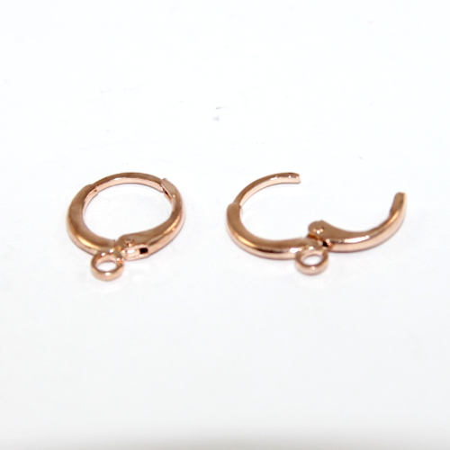 15mm Round Continental Leverback Earring with Loop - Pair - Rose Gold