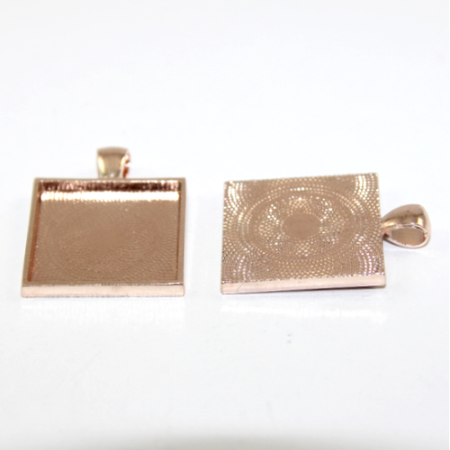 25mm Square Cabochon Pendant Setting - Rose Gold