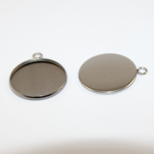 25mm 304 Stainless Steel Cabochon Pendant Setting 
