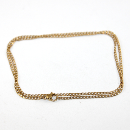 50cm 304 Stainless Steel 2mm Curb Chain Necklace - Gold