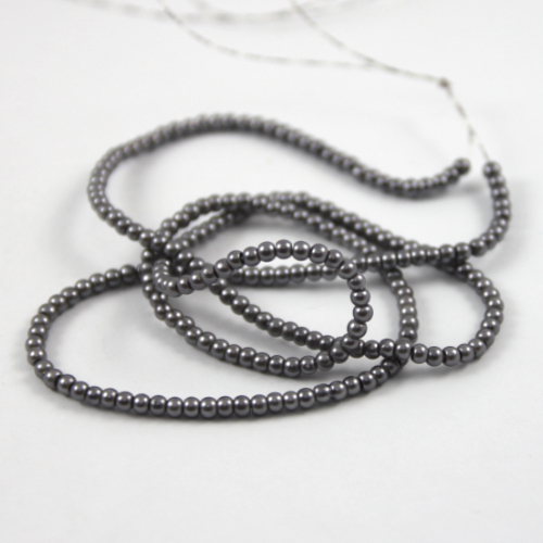 3mm Glass Pearls - 55cm Strand - Dark Grey