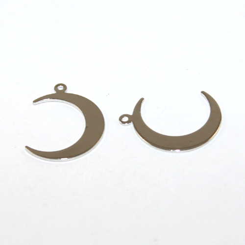 16mm Crescent Moon Pendant - 2 Pieces - Platinum