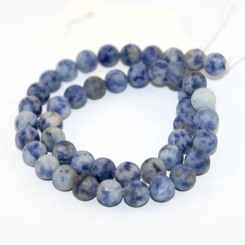 8mm Natural Blue Spot Jasper Beads - 38cm Strand