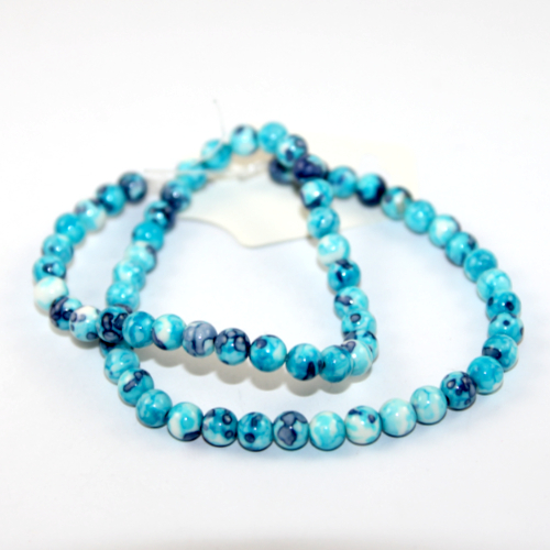 6mm Sky Blue Dyed White Jade Beads - 38cm Strand