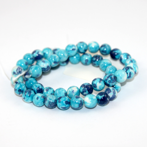 8mm Sky Blue Dyed White Jade Beads - 38cm Strand