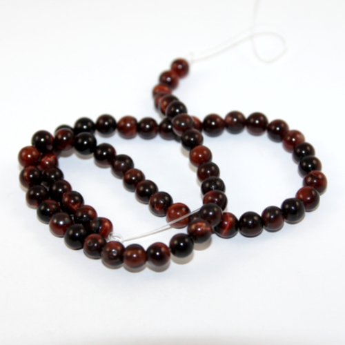 6.5mm Natural Red Tiger Eye Round Beads - 38cm Strand