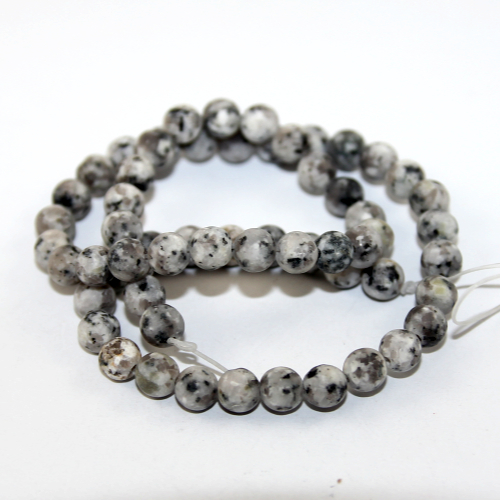 6mm Matte Sesame Jasper Beads - 38cm Strand - Grey