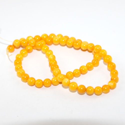 6mm Dyed Freshwater Shell Round Beads - 38cm Strand - Yellow