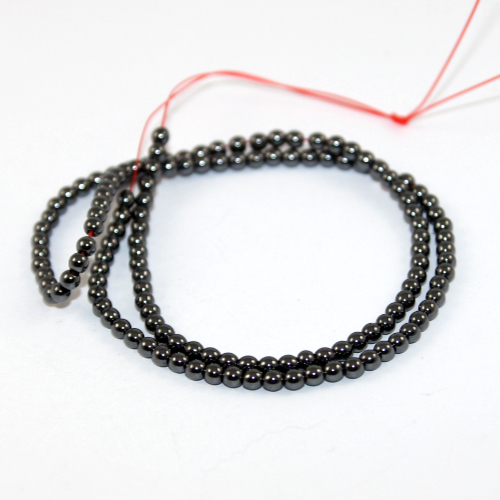 3mm Hematite (Non Magnetic) - 37cm Bead Strand - Natural Grey