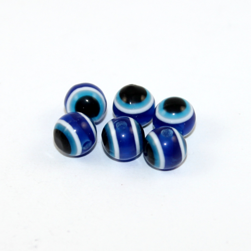 8mm Evil Eye Resin Beads - Blue - 100 Piece Bag