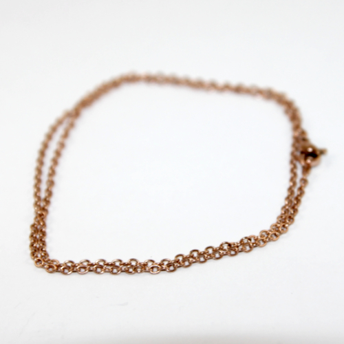 45cm 304 Stainless Steel Cable Chain Necklace with Lobster Clasps - Rose Gold