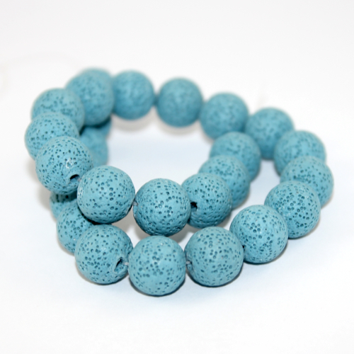16mm Natural Dyed Lava Bead 38cm Strand - Dusty Light Blue