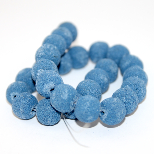 16mm Natural Dyed Lava Bead 38cm Strand - Dusty Blue