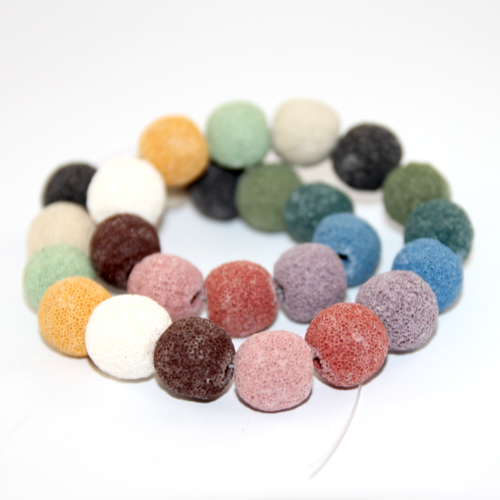 16mm Natural Dyed Lava Bead 38cm Strand - Dusty Mixed Colours