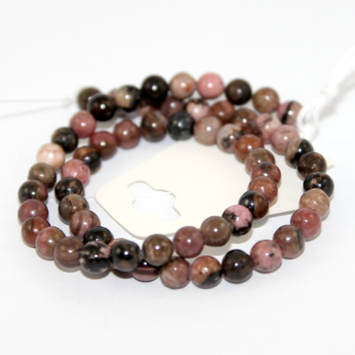 6mm Natural Rhodonite Bead 38cm Strand