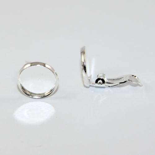 12mm Cabochon Setting Clip-ons - Pair - Silver