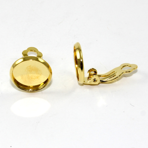 12mm Cabochon Setting Clip-ons - Pair - Gold