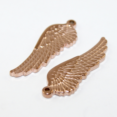38.5mm x 13mm Wing Pendant - 304 Stainless Steel - Rose Gold